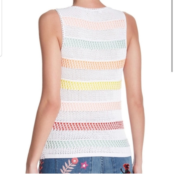 Alice + Olivia Multicolor Striped Chrochet Top Size S - Picture 3 of 6